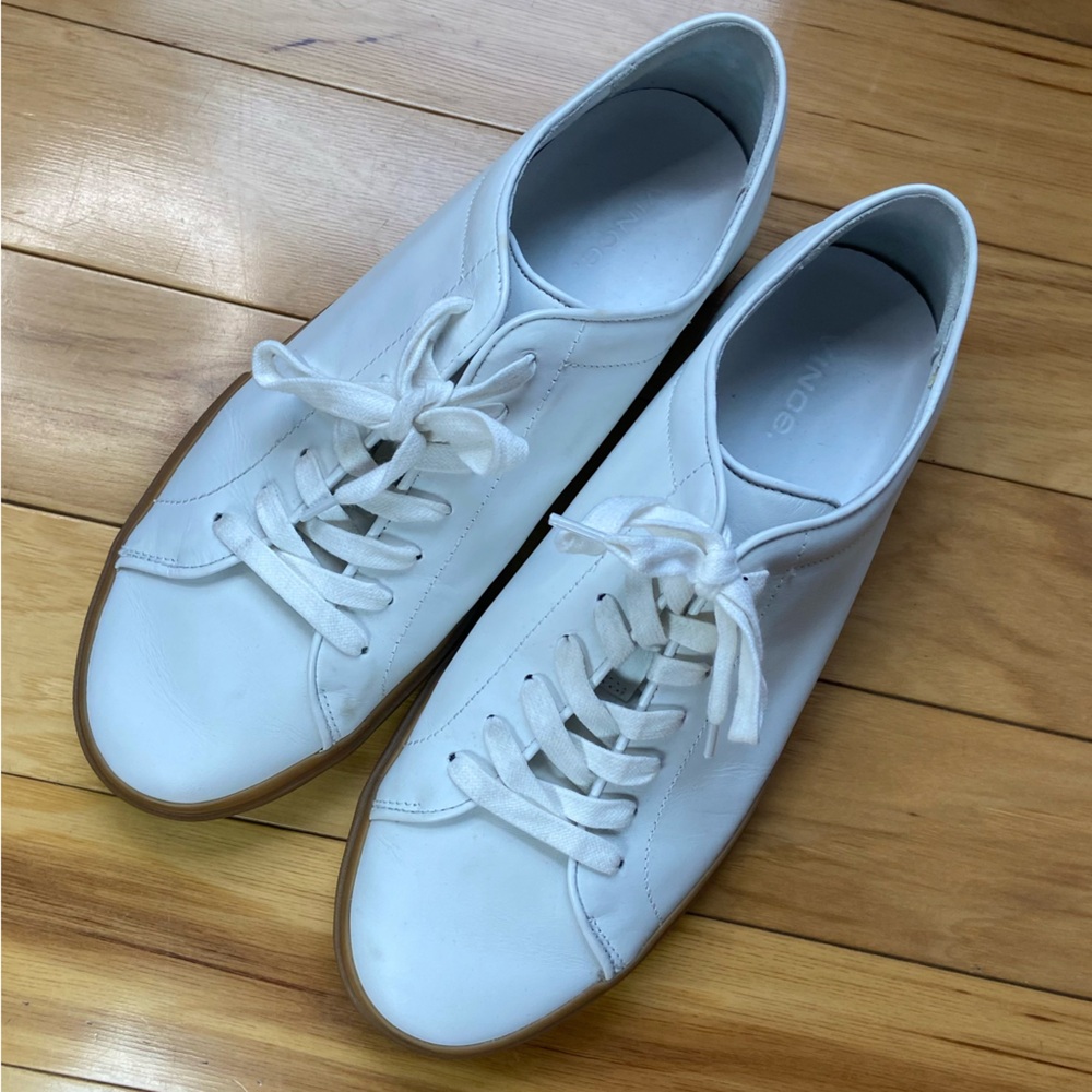 Vince‎ Farrell, Mens Size 10,White Leather, with gum rubber sole